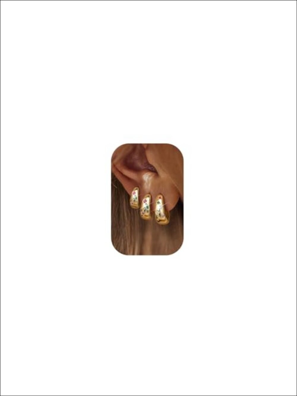 14K Gold Plated Chunky Huggie Hoop Earrings Set Hypoallergenic